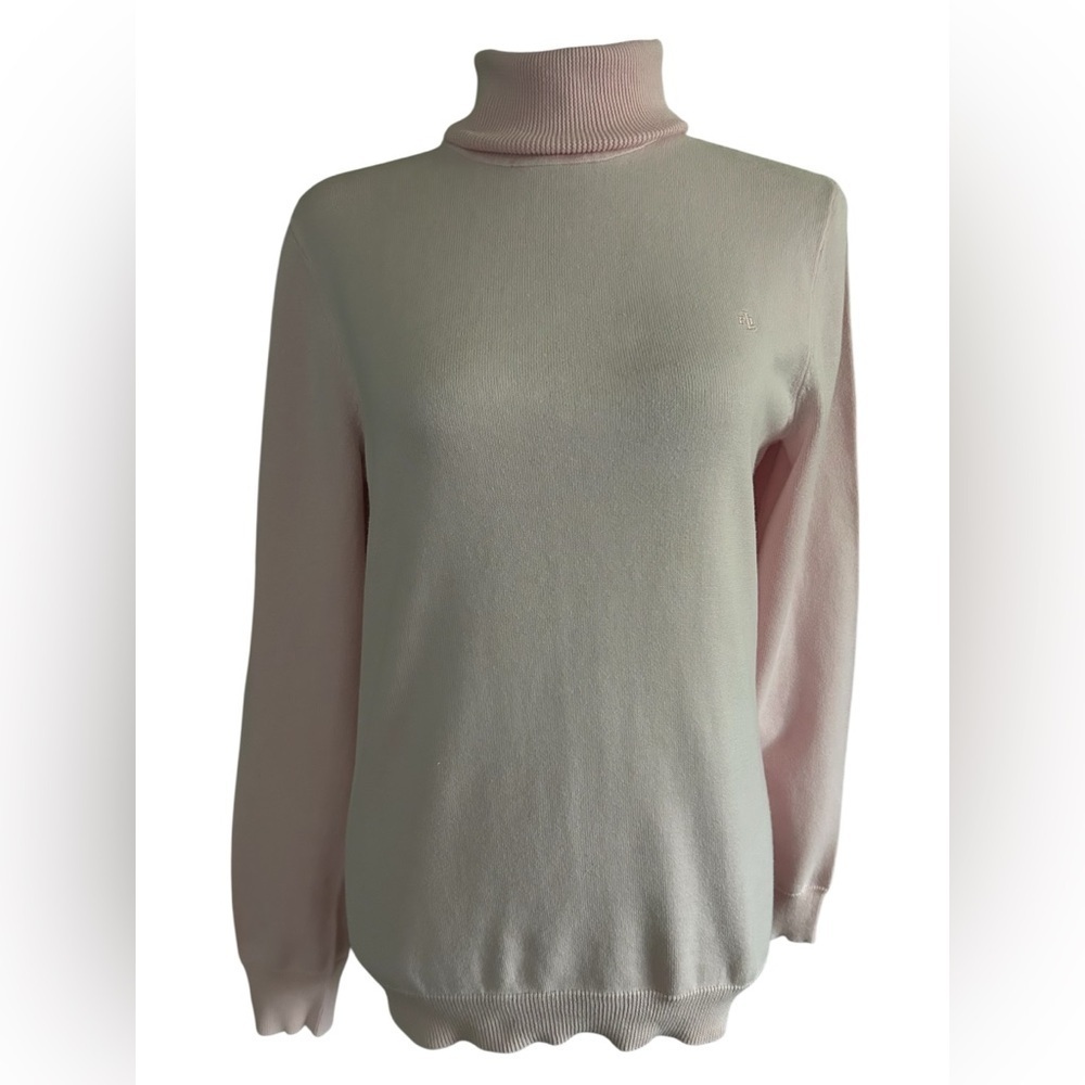 Lauren Ralph Lauren Pink Cotton Turtleneck Sweater Women’s Large
